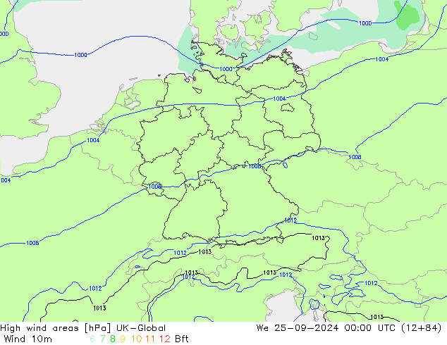 High wind areas UK-Global We 25.09.2024 00 UTC