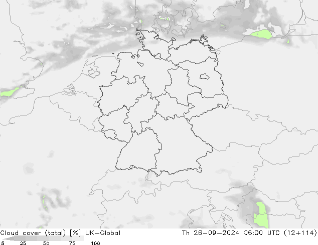 Wolken (gesamt) UK-Global Do 26.09.2024 06 UTC