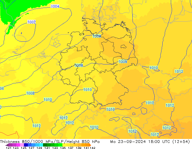 Thck 850-1000 hPa UK-Global 星期一 23.09.2024 18 UTC