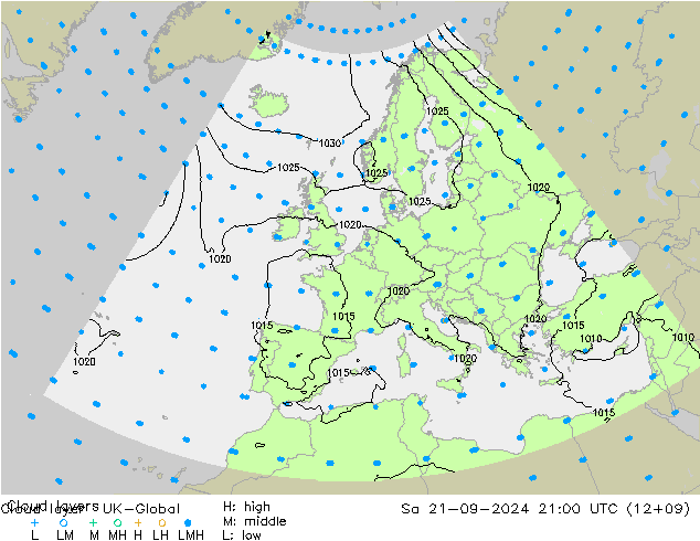 Cloud layer UK-Global So 21.09.2024 21 UTC