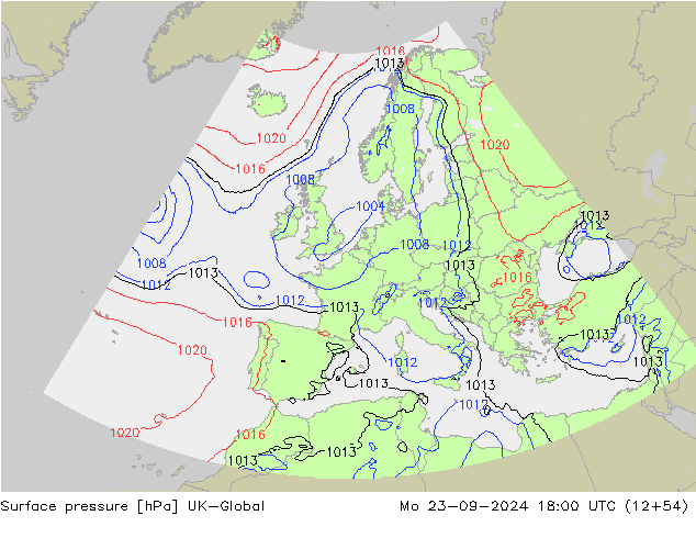 Atmosférický tlak UK-Global Po 23.09.2024 18 UTC