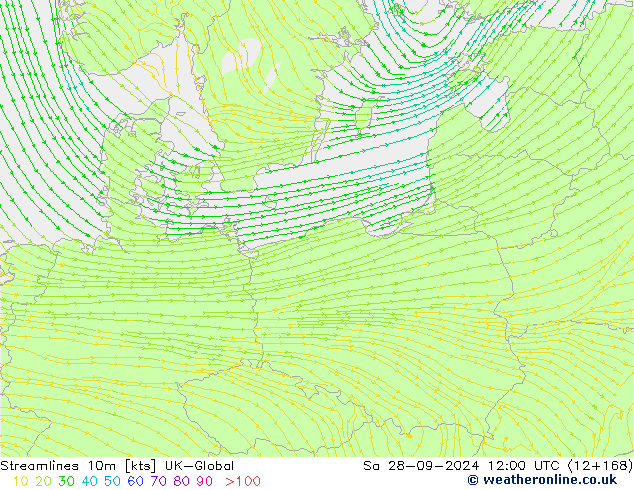 Streamlines 10m UK-Global Sa 28.09.2024 12 UTC