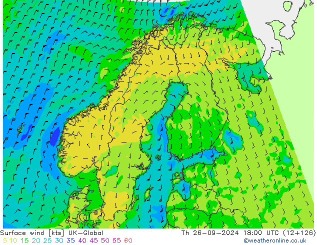 风 10 米 UK-Global 星期四 26.09.2024 18 UTC