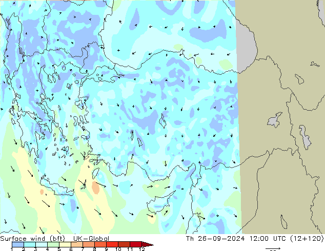 Bodenwind (bft) UK-Global Do 26.09.2024 12 UTC