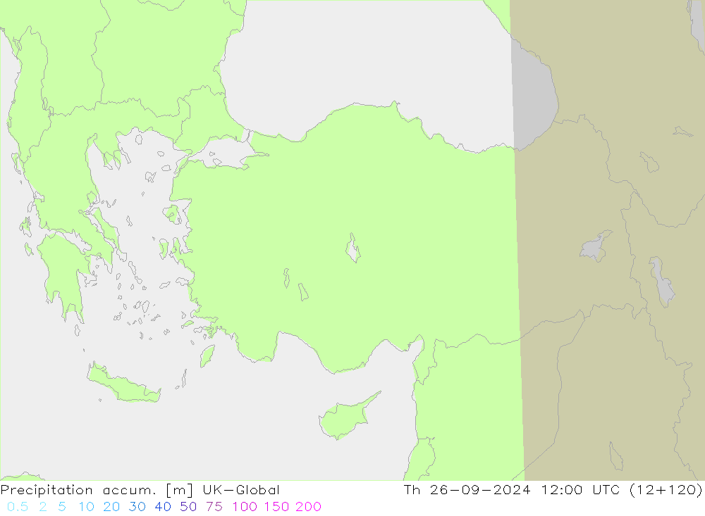 Precipitation accum. UK-Global Th 26.09.2024 12 UTC