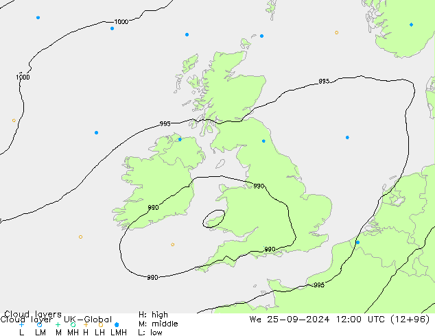 Cloud layer UK-Global We 25.09.2024 12 UTC