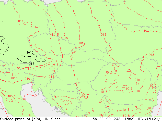 Luchtdruk (Grond) UK-Global zo 22.09.2024 18 UTC