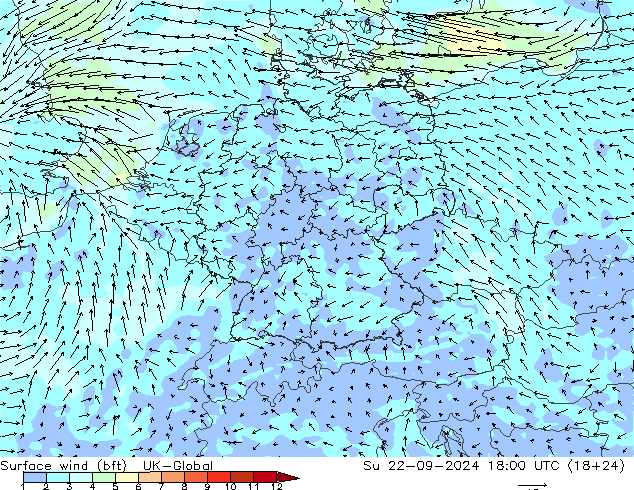 Bodenwind (bft) UK-Global So 22.09.2024 18 UTC