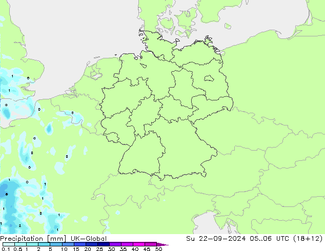 Niederschlag UK-Global So 22.09.2024 06 UTC