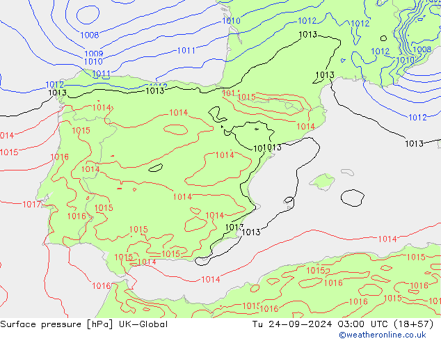 приземное давление UK-Global вт 24.09.2024 03 UTC