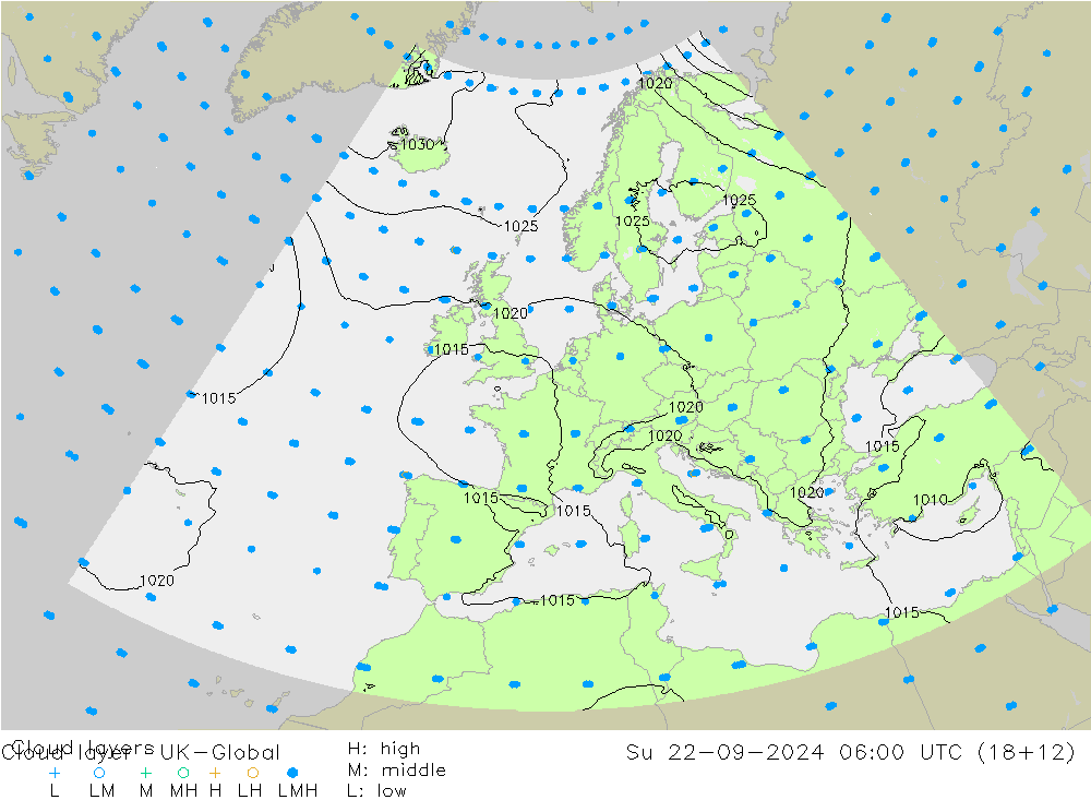 Wolkenschichten UK-Global So 22.09.2024 06 UTC