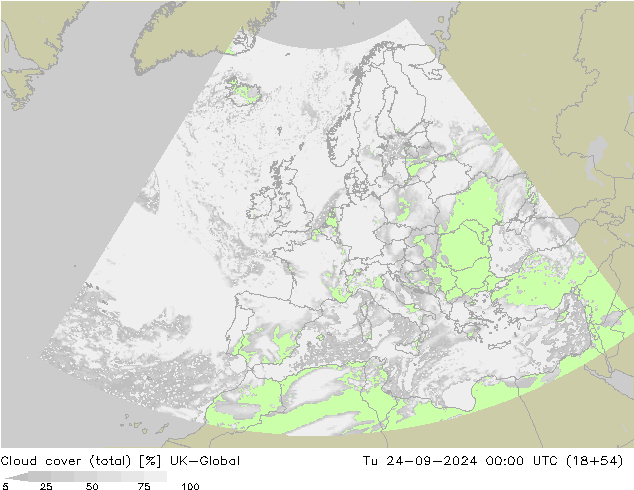 Wolken (gesamt) UK-Global Di 24.09.2024 00 UTC