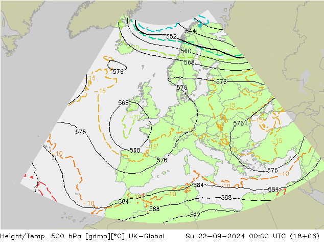 Height/Temp. 500 hPa UK-Global 星期日 22.09.2024 00 UTC