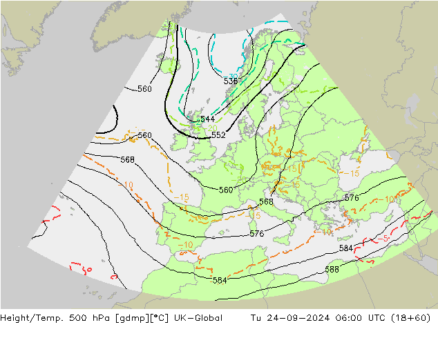 Hoogte/Temp. 500 hPa UK-Global di 24.09.2024 06 UTC