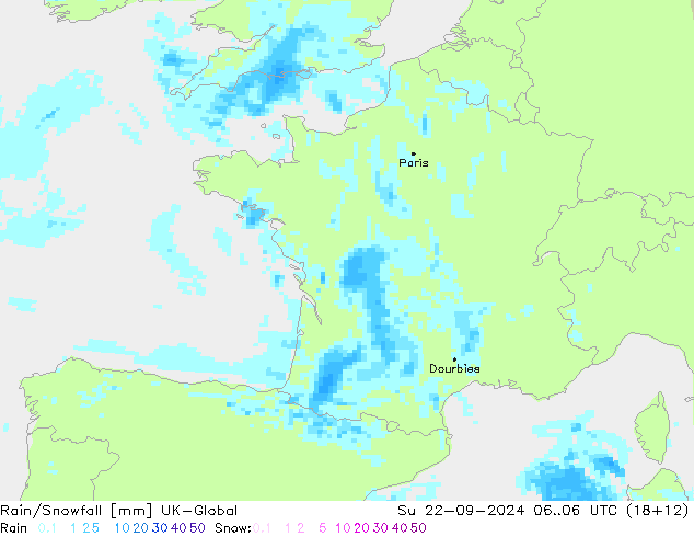 Regen/Schneefall UK-Global So 22.09.2024 06 UTC