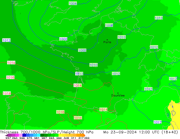 Schichtdicke 700-1000 hPa UK-Global Mo 23.09.2024 12 UTC