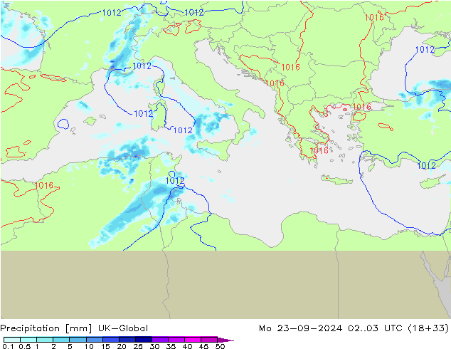 Precipitation UK-Global Mo 23.09.2024 03 UTC