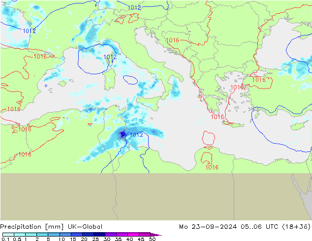 Precipitazione UK-Global lun 23.09.2024 06 UTC