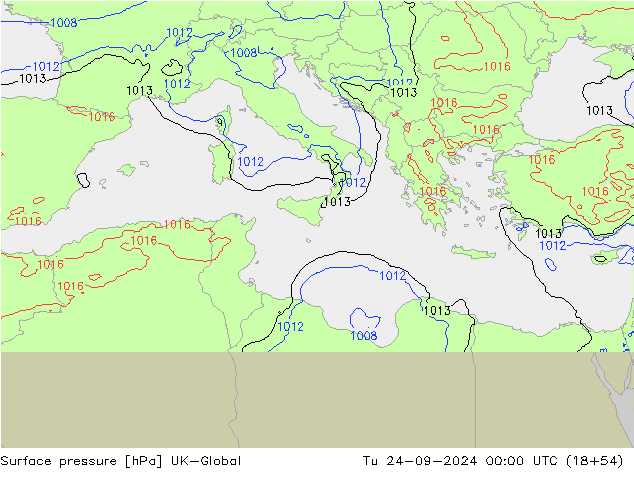 приземное давление UK-Global вт 24.09.2024 00 UTC