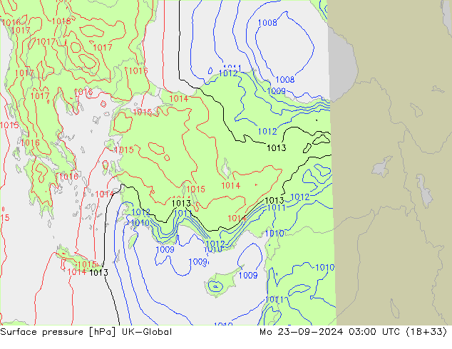 Luchtdruk (Grond) UK-Global ma 23.09.2024 03 UTC