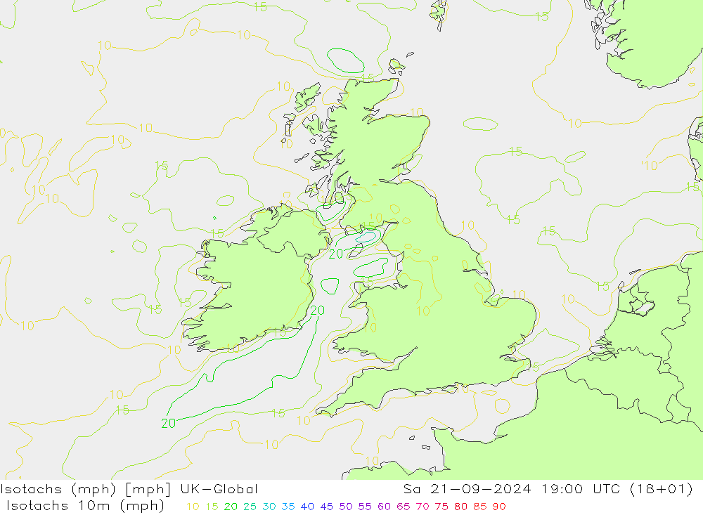 Isotachs (mph) UK-Global сб 21.09.2024 19 UTC