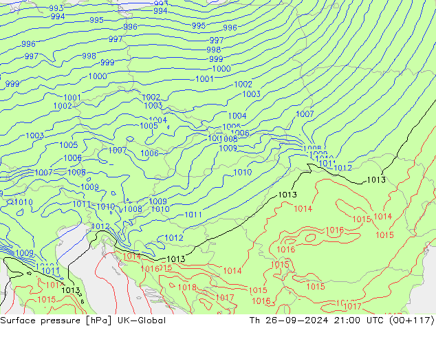 Luchtdruk (Grond) UK-Global do 26.09.2024 21 UTC