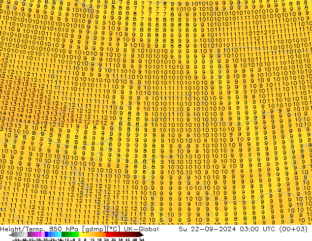 Height/Temp. 850 hPa UK-Global Su 22.09.2024 03 UTC