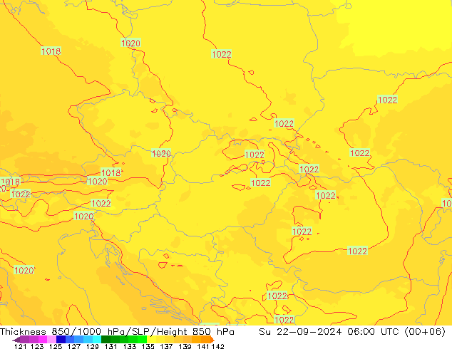 Thck 850-1000 hPa UK-Global Su 22.09.2024 06 UTC