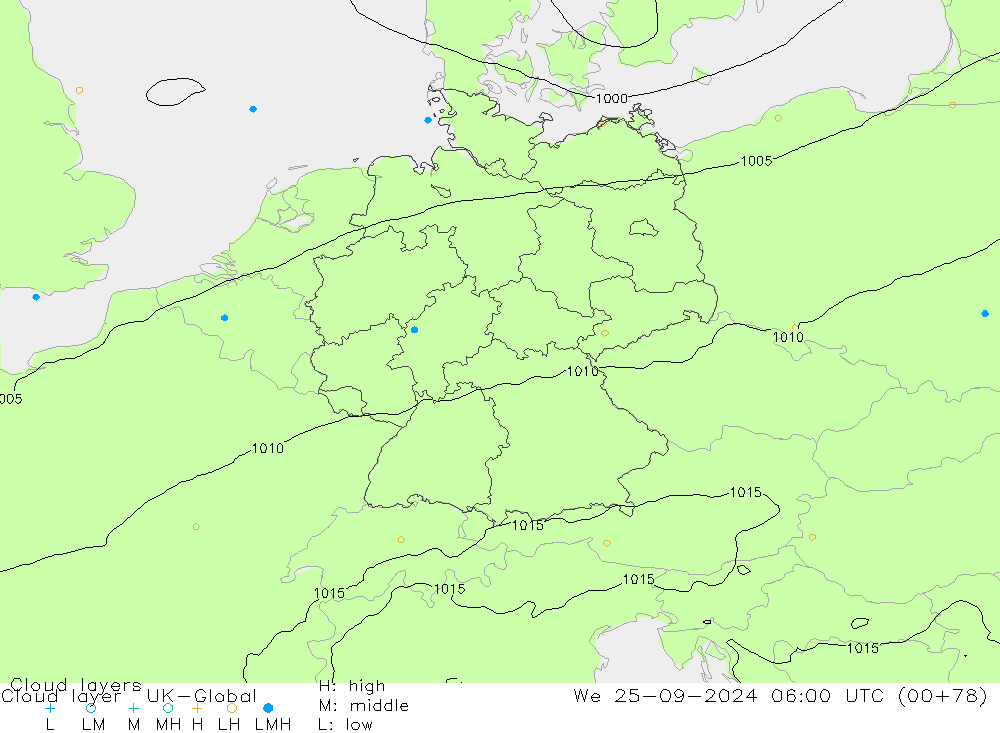 Cloud layer UK-Global We 25.09.2024 06 UTC