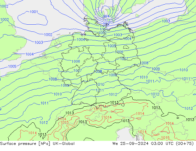 приземное давление UK-Global ср 25.09.2024 03 UTC