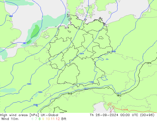 High wind areas UK-Global Čt 26.09.2024 00 UTC
