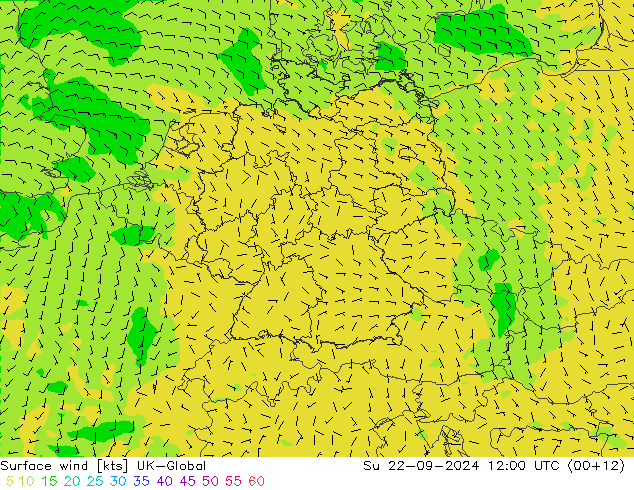 Wind 10 m UK-Global zo 22.09.2024 12 UTC