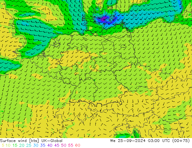 Surface wind UK-Global St 25.09.2024 03 UTC