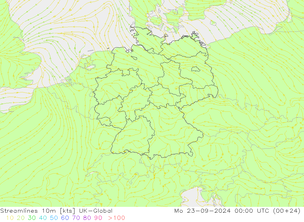 Rüzgar 10m UK-Global Pzt 23.09.2024 00 UTC