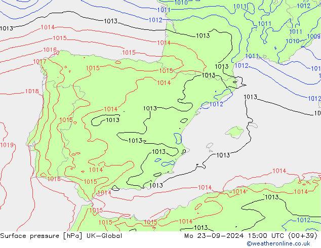 приземное давление UK-Global пн 23.09.2024 15 UTC