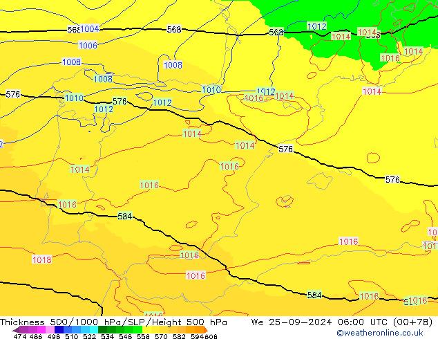 Thck 500-1000hPa UK-Global We 25.09.2024 06 UTC
