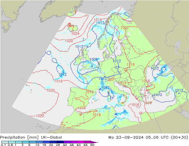 Precipitation UK-Global Mo 23.09.2024 06 UTC