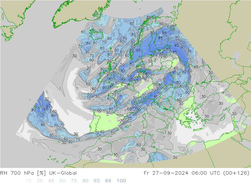 RH 700 гПа UK-Global пт 27.09.2024 06 UTC