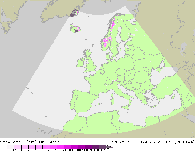 Totale sneeuw UK-Global za 28.09.2024 00 UTC