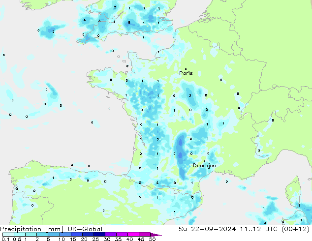 Niederschlag UK-Global So 22.09.2024 12 UTC