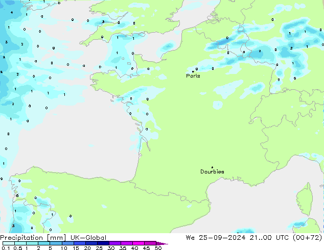 осадки UK-Global ср 25.09.2024 00 UTC