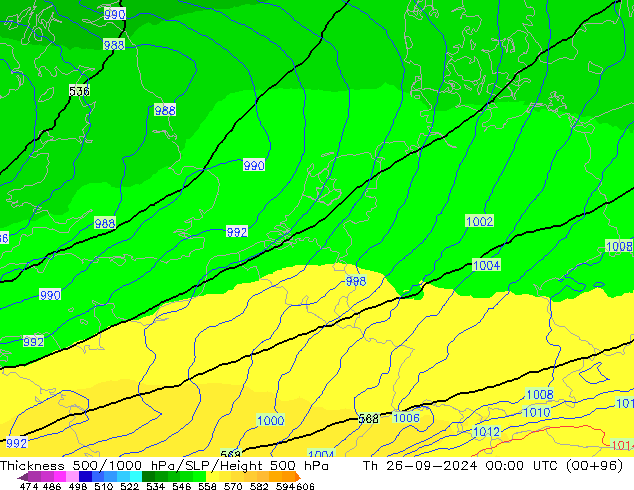 Thck 500-1000hPa UK-Global  26.09.2024 00 UTC