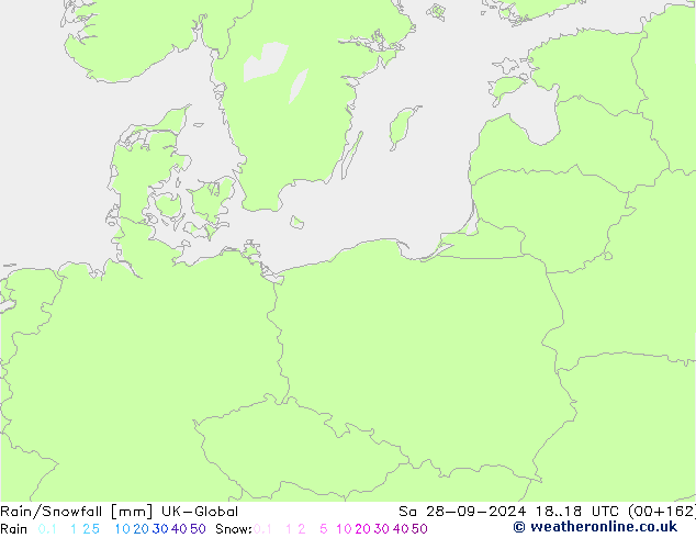 Rain/Snowfall UK-Global Sa 28.09.2024 18 UTC