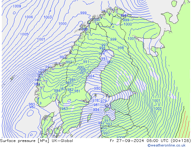 Luchtdruk (Grond) UK-Global vr 27.09.2024 06 UTC