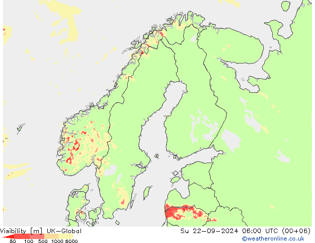 能见度 UK-Global 星期日 22.09.2024 06 UTC
