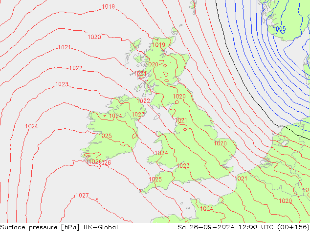 Surface pressure UK-Global Sa 28.09.2024 12 UTC