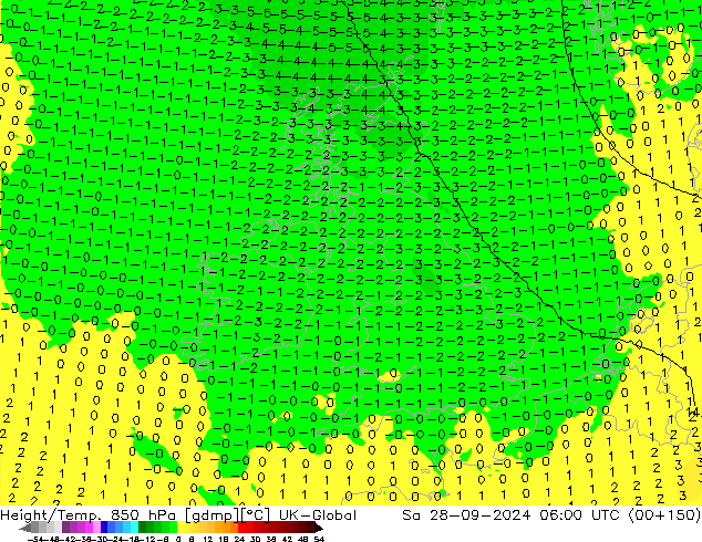 Height/Temp. 850 hPa UK-Global Sa 28.09.2024 06 UTC