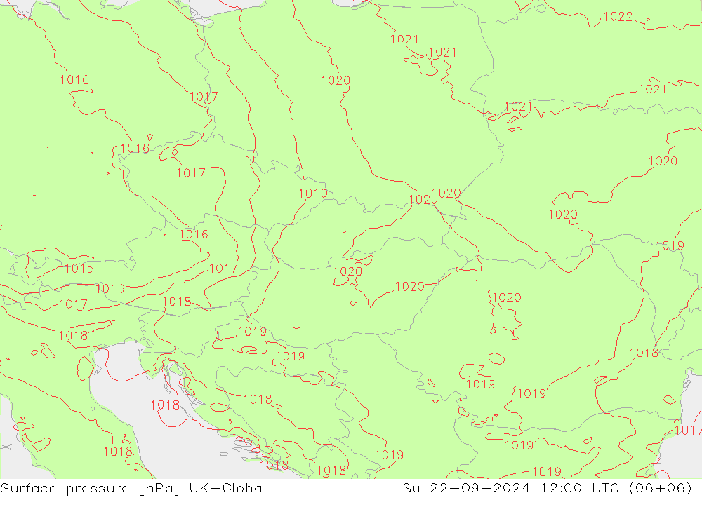 Surface pressure UK-Global Su 22.09.2024 12 UTC