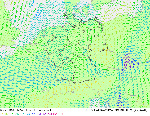 Vent 850 hPa UK-Global mar 24.09.2024 06 UTC