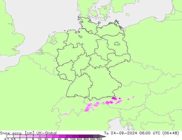 Totale sneeuw UK-Global di 24.09.2024 06 UTC